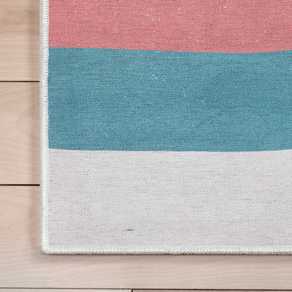 Kaleidoscope Rainbow Modern Multi Color Flat-Weave Washable Area Rug W-KD-15B