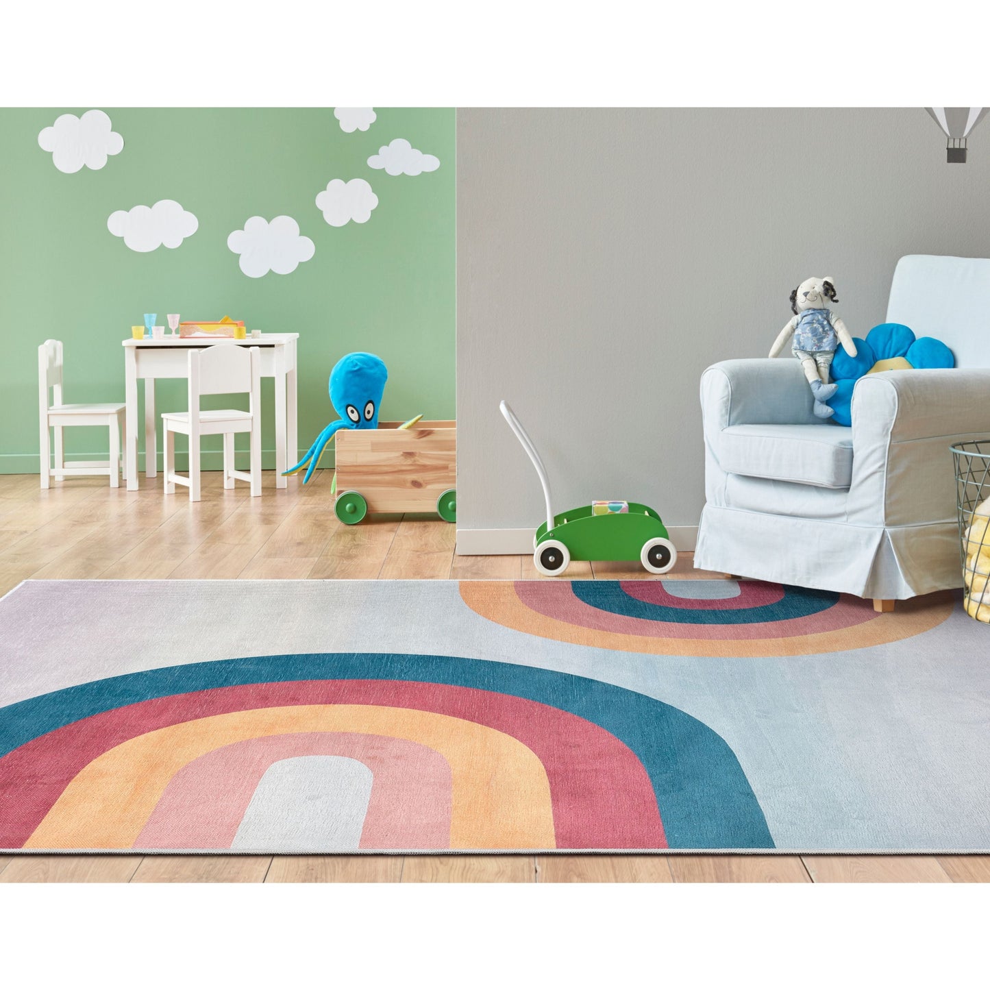 Kaleidoscope Rainbow Modern Multi Color Flat-Weave Washable Area Rug W-KD-15B