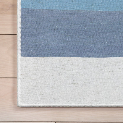 Twilight Rainbow Modern Blue Flat-Weave Washable Area Rug W-KD-16A
