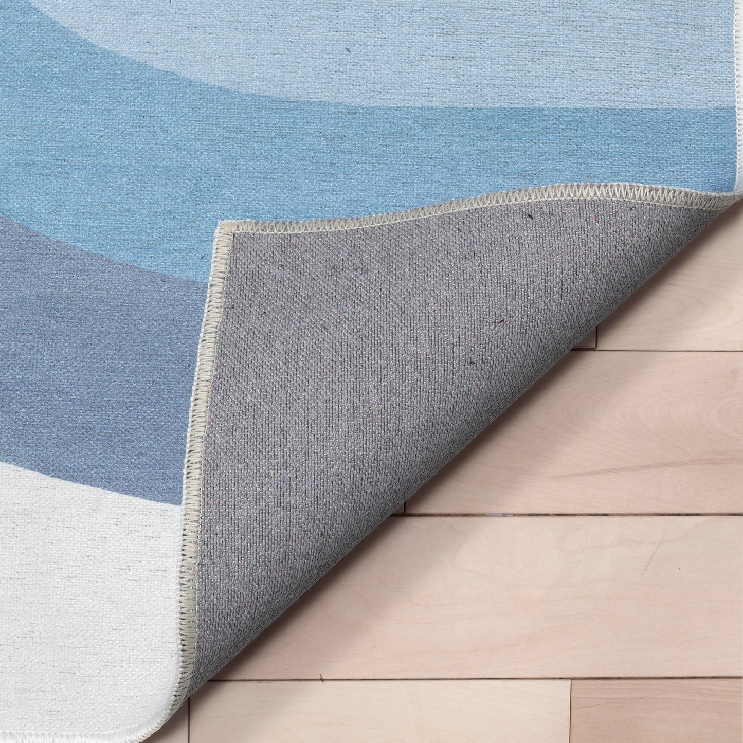Twilight Rainbow Modern Blue Flat-Weave Washable Area Rug W-KD-16A