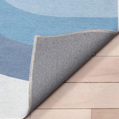 Twilight Rainbow Modern Blue Flat-Weave Washable Area Rug W-KD-16A