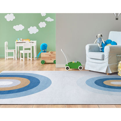 Twilight Rainbow Modern Blue Flat-Weave Washable Area Rug W-KD-16A