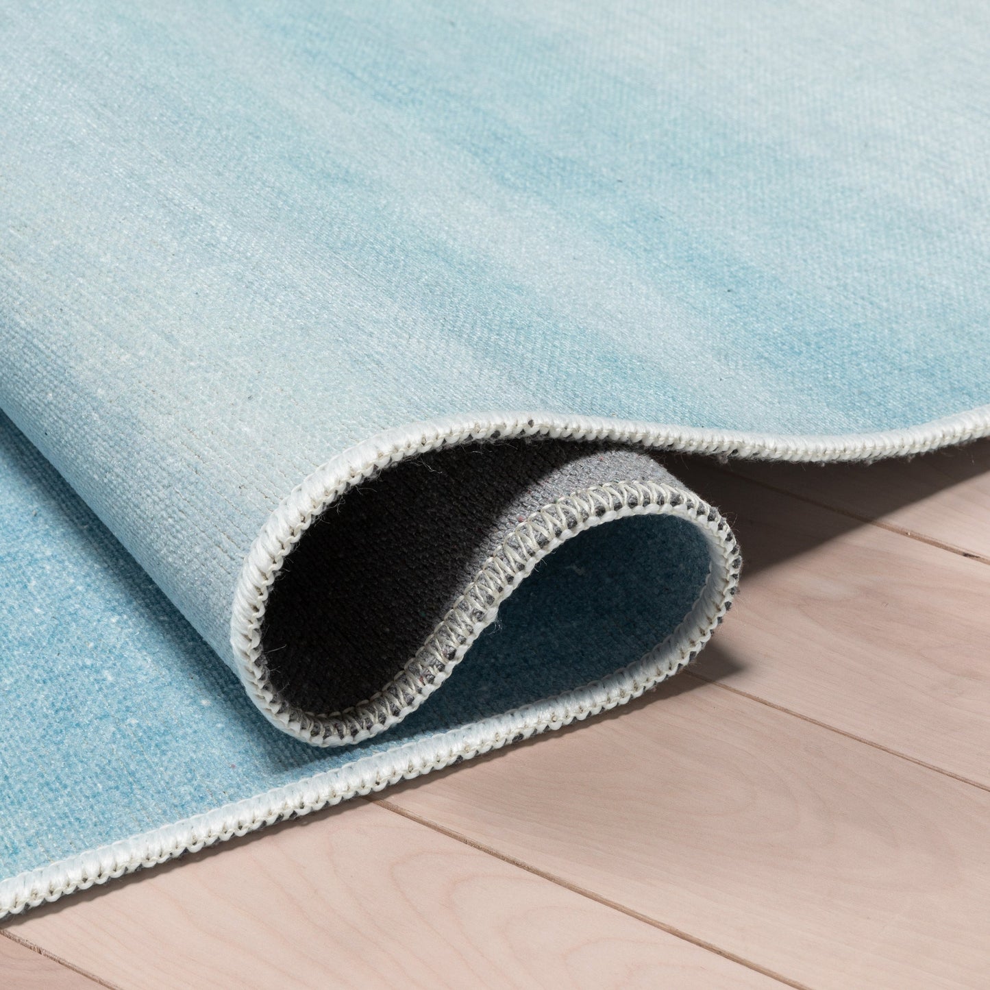 Nightfall Modern Blue Flat-Weave Washable Area Rug W-KD-18A
