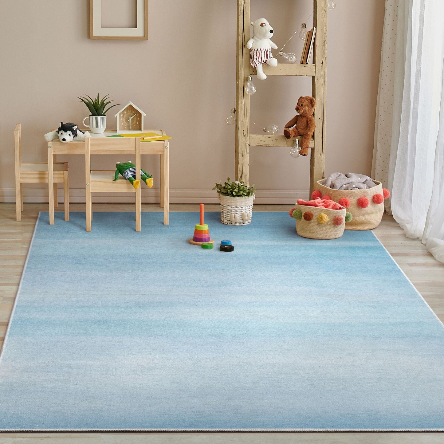 Nightfall Modern Blue Flat-Weave Washable Area Rug W-KD-18A