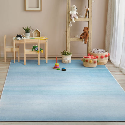 Nightfall Modern Blue Flat-Weave Washable Area Rug W-KD-18A