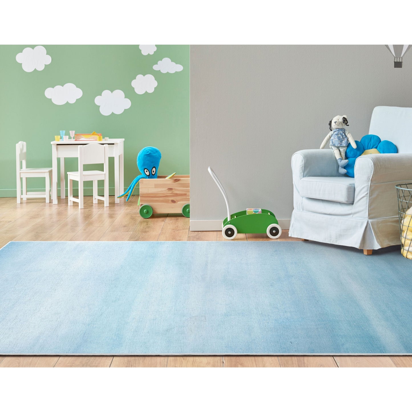 Nightfall Modern Blue Flat-Weave Washable Area Rug W-KD-18A