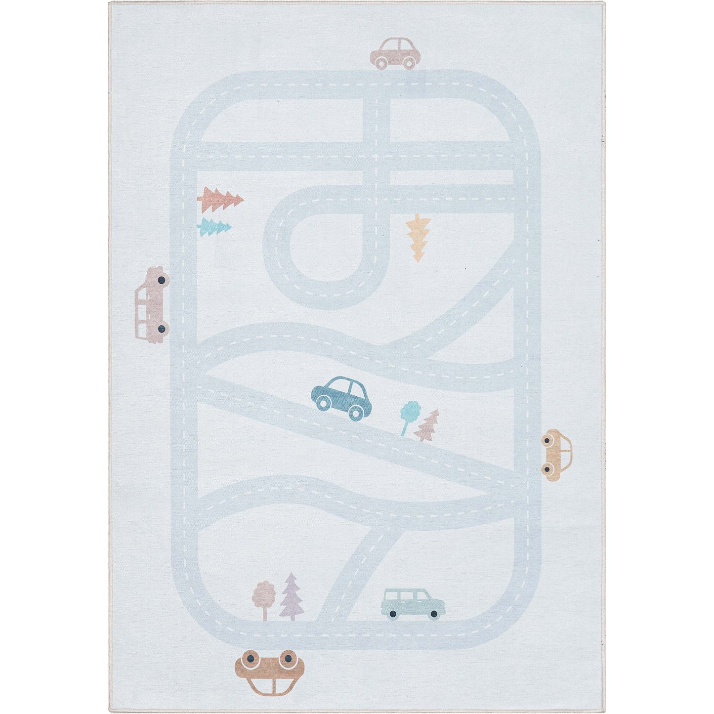 Kids Rugs Playful Roads Light Grey Rug W-KD-19B