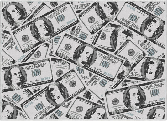 Hundred Dollar Bill Stacked Green Flat-Weave Washable Novelty Runner Rug W-MN-05A