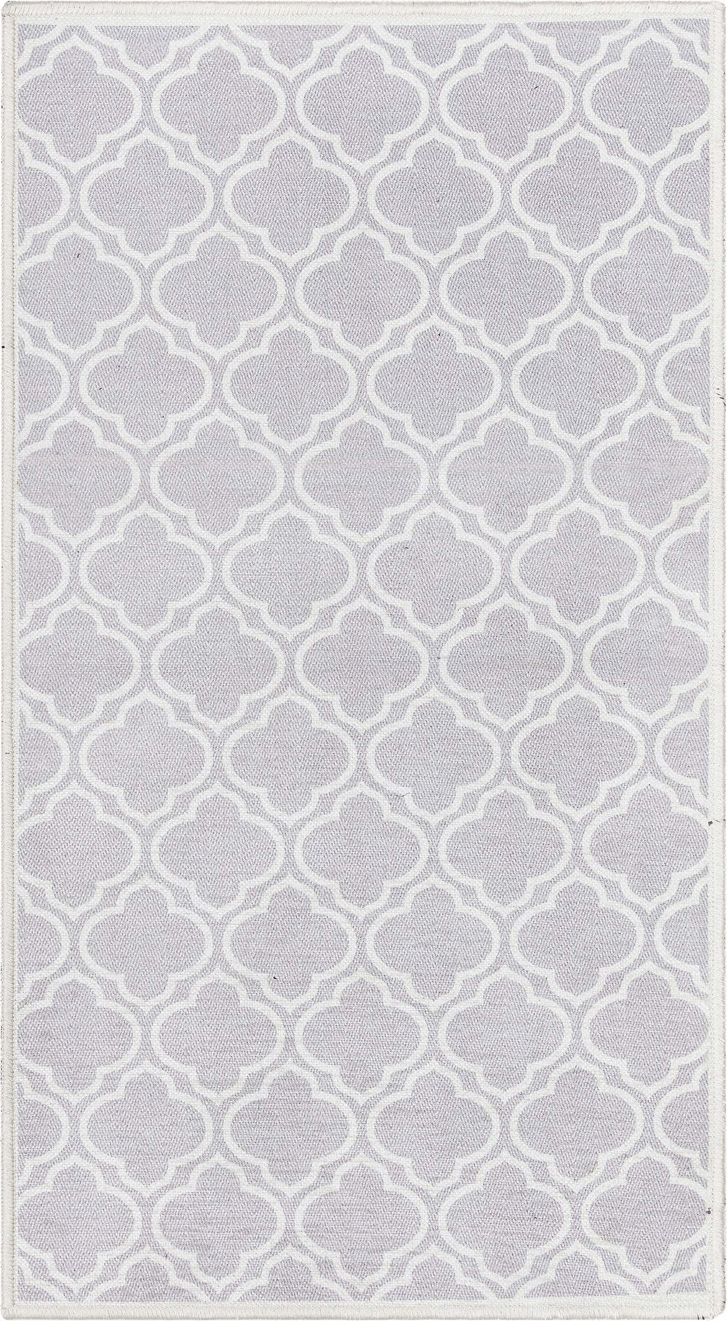 Lattice Moroccan Trellis Grey Washable Rug W-MR-04B