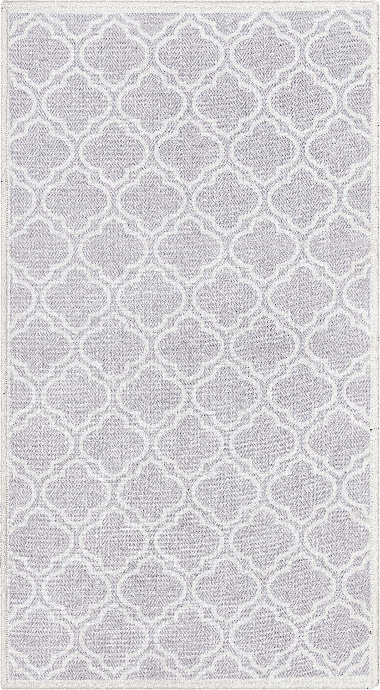 Lattice Moroccan Trellis Grey Washable Rug W-MR-04B