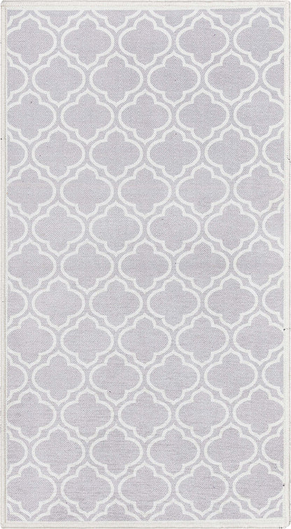 Lattice Moroccan Trellis Grey Washable Rug W-MR-04B