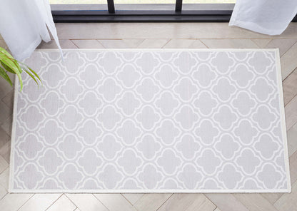 Lattice Moroccan Trellis Grey Washable Rug W-MR-04B