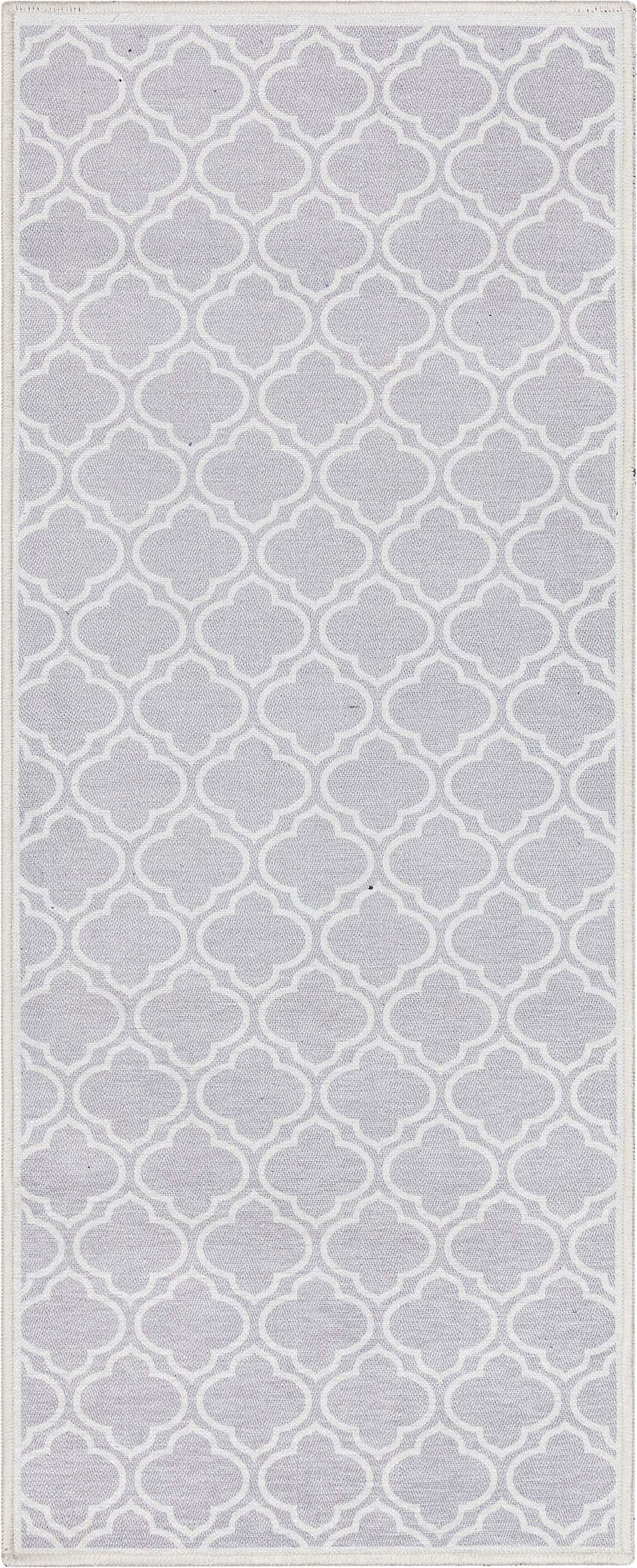 Lattice Moroccan Trellis Grey Washable Rug W-MR-04B