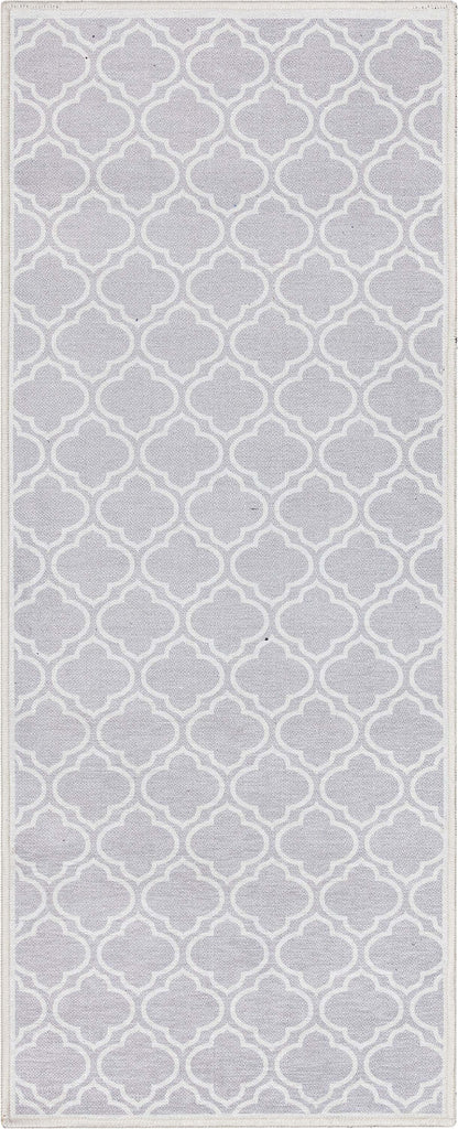 Lattice Moroccan Trellis Grey Washable Rug W-MR-04B