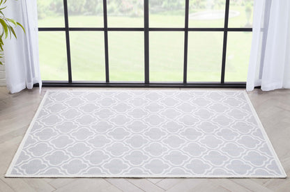 Lattice Moroccan Trellis Grey Washable Rug W-MR-04B