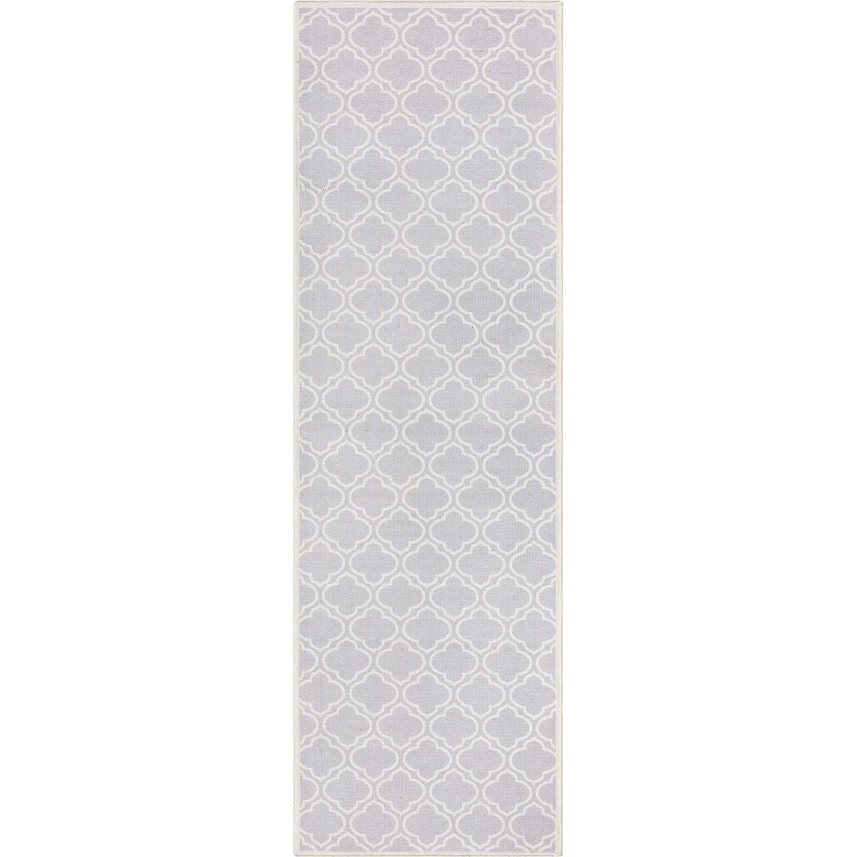 Lattice Moroccan Trellis Grey Washable Rug W-MR-04B
