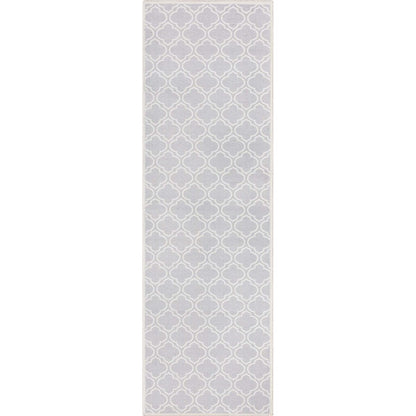 Lattice Moroccan Trellis Grey Washable Rug W-MR-04B