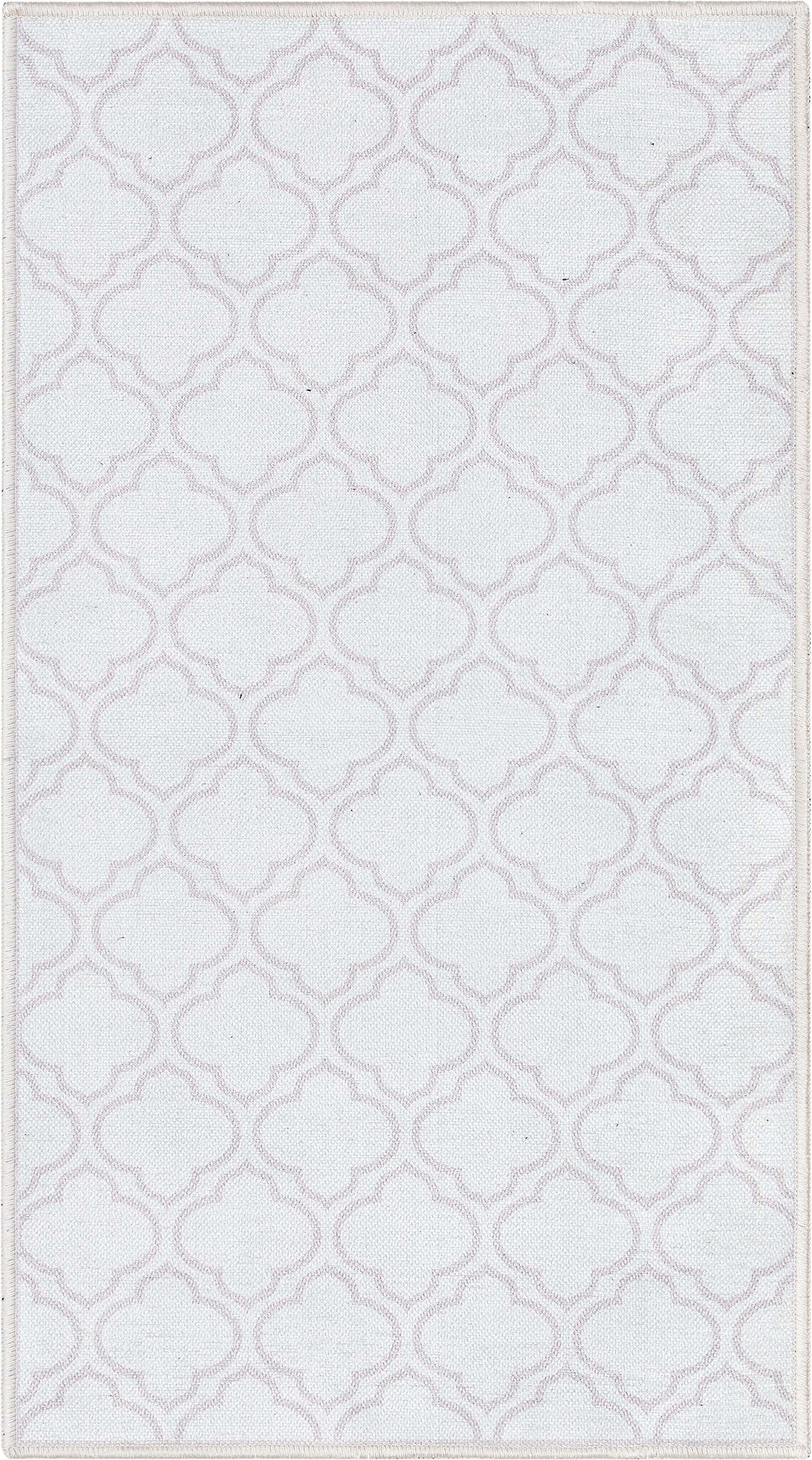 Lattice Moroccan Trellis Ivory Washable Rug W-MR-04C