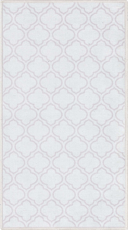 Lattice Moroccan Trellis Ivory Washable Rug W-MR-04C