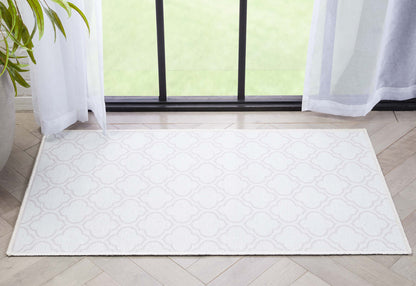 Lattice Moroccan Trellis Ivory Washable Rug W-MR-04C