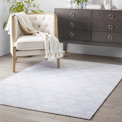 Lattice Moroccan Trellis Ivory Washable Rug W-MR-04C