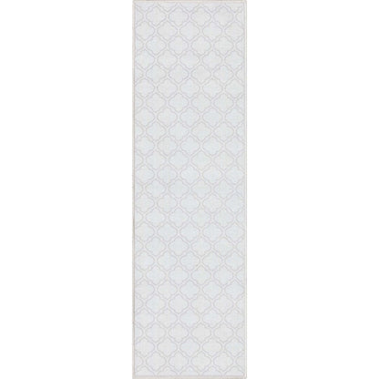 Lattice Moroccan Trellis Ivory Washable Rug W-MR-04C