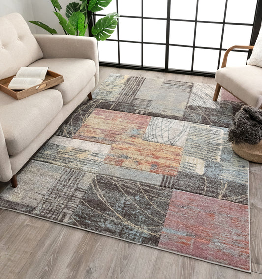 Carbon Abstract Geometric 3D Textured Multi Rug WH-02