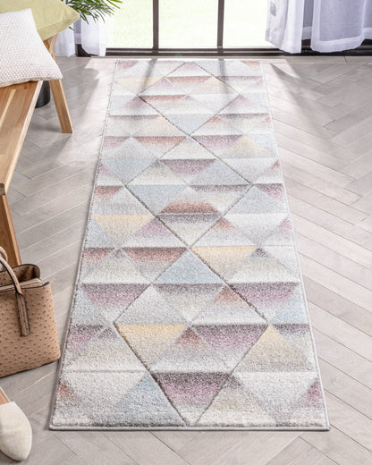 Ely Mid-Century Modern Geometric Triangles Grey Multi 3D Textured Rug WH-147