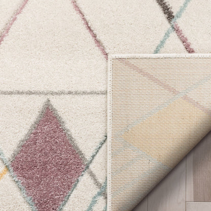 Prism Geometric Scandinavian 3D Textured White Rug WH-42