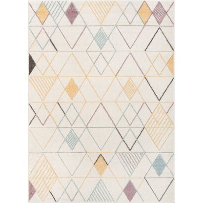 Prism Geometric Scandinavian 3D Textured White Rug WH-42