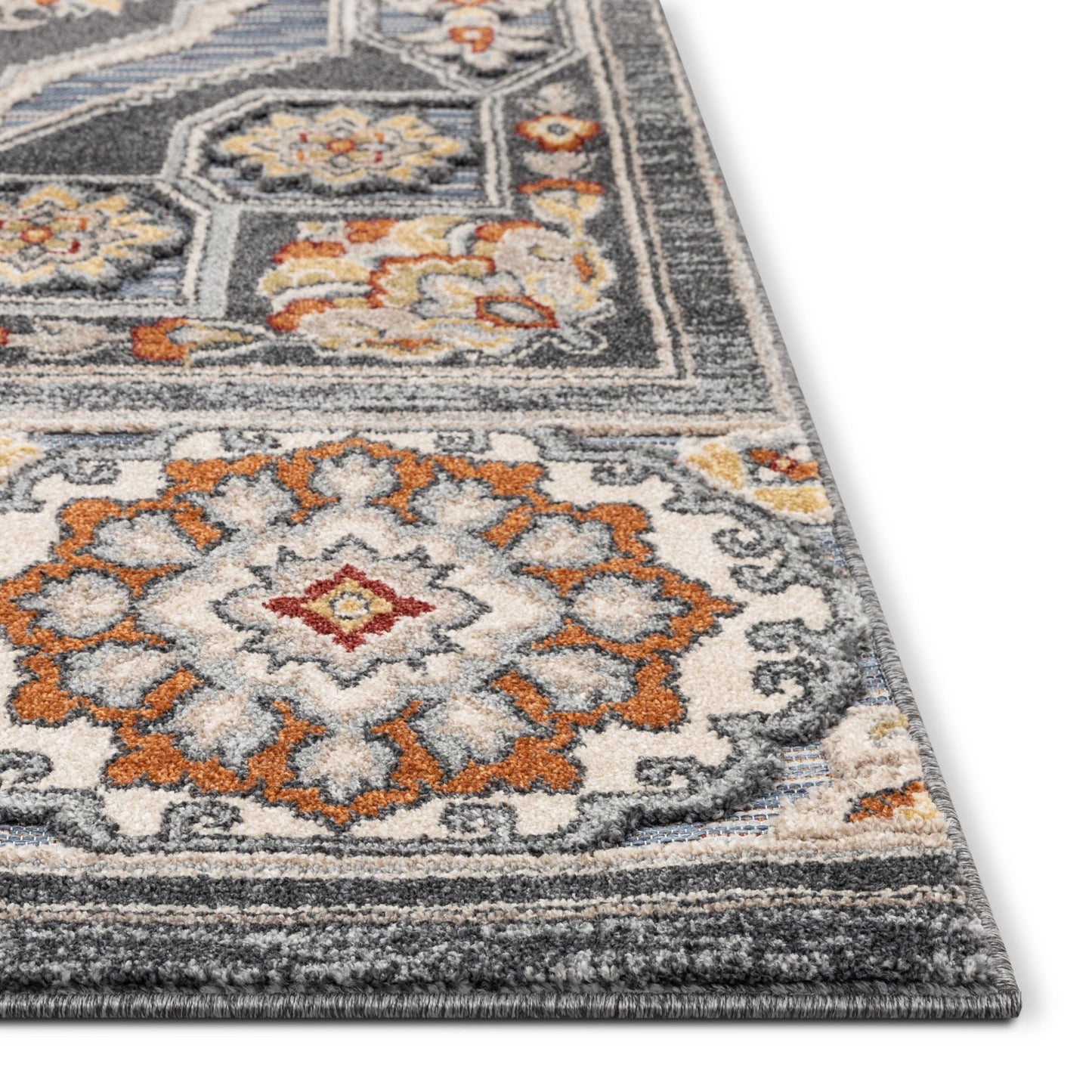 Argo Bohemian Aztec Tribal Grey Flatweave High-Low Rug WIL-17