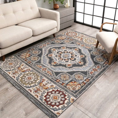 Argo Bohemian Aztec Tribal Grey Flatweave High-Low Rug WIL-17