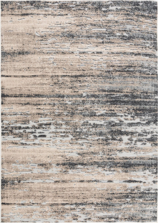 Twilight Abstract Distressed Beige Grey Flatweave High-Low Rug WIL-27