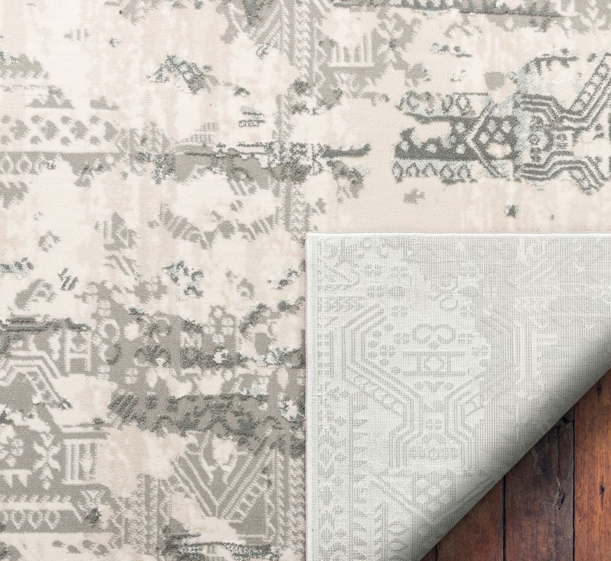 Eliza Grey Vintage Persian Panel High-Low Rug WN-77