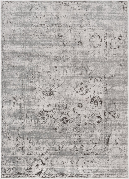 Thiva Vintage Oriental Floral Pattern Grey Rug ZAZ-17