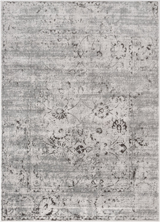 Thiva Vintage Oriental Floral Pattern Grey Rug ZAZ-17