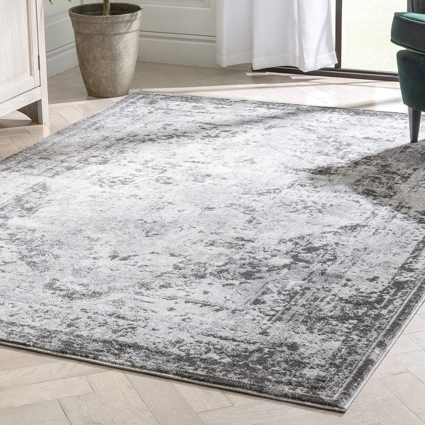 Patras Vintage Oriental Medallion Grey Rug ZAZ-27