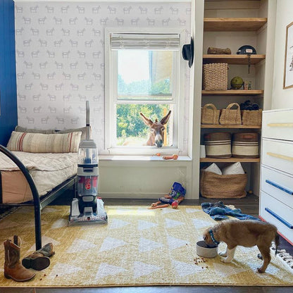 Triangles Modern Geometric Pattern Yellow Kids Rug KEN-11