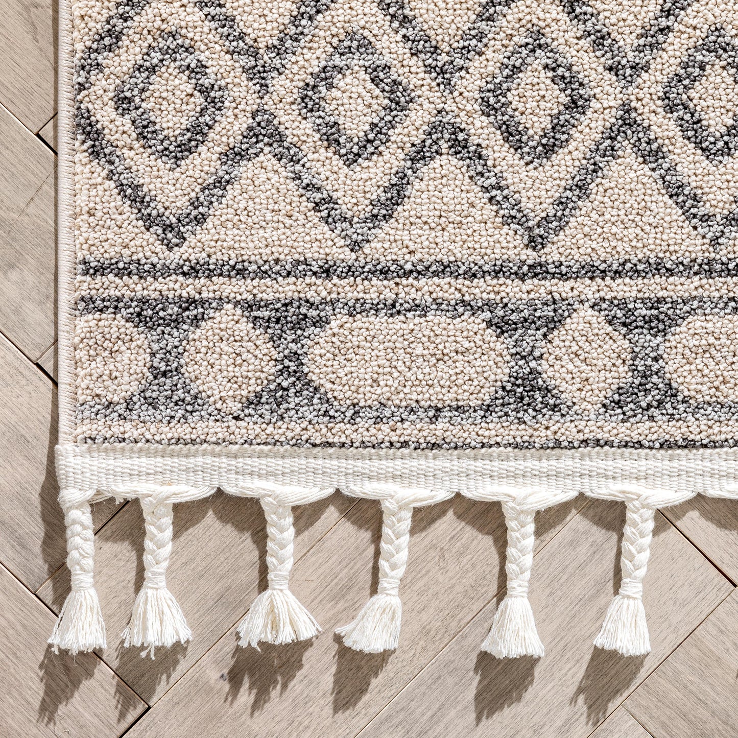 Zafer Tribal Geometric Pattern Ivory Kilim-Style RugLDL-212