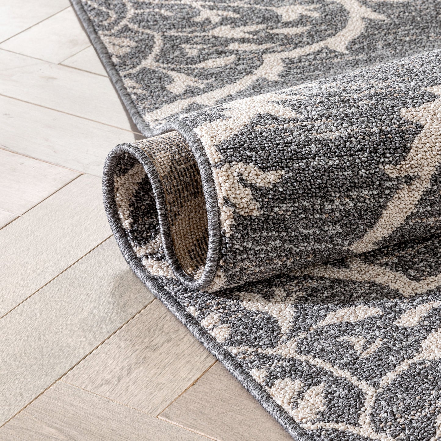 Mara Medallion Botanical Pattern Grey Kilim-Style RugLDL-237