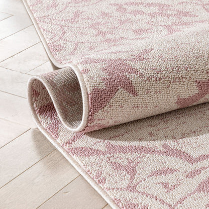 Mara Medallion Botanical Pattern Blush Kilim-Style RugLDL-239