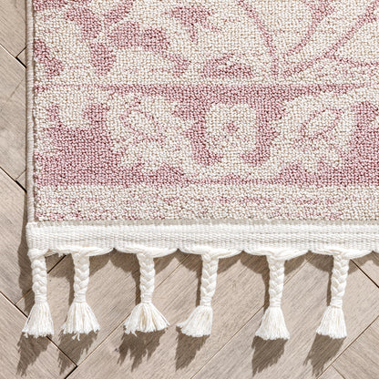 Mara Medallion Botanical Pattern Blush Kilim-Style RugLDL-239