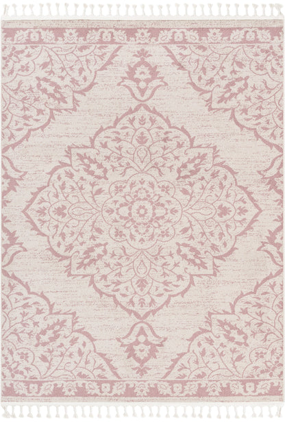 Mara Medallion Botanical Pattern Blush Kilim-Style RugLDL-239