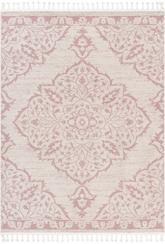 Mara Medallion Botanical Pattern Blush Kilim-Style RugLDL-239