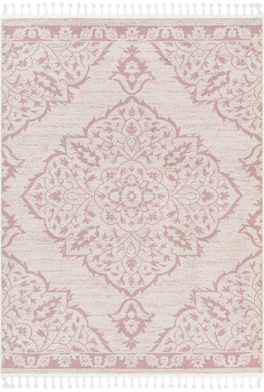 Mara Medallion Botanical Pattern Blush Kilim-Style RugLDL-239