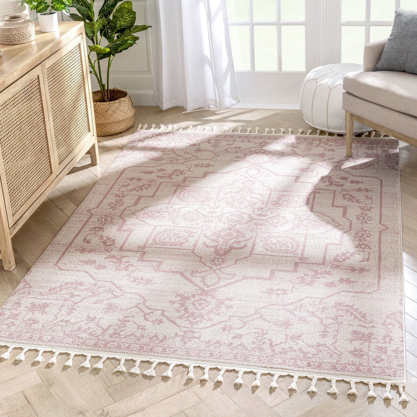 Valentina Oriental Medallion Pattern Blush Kilim-Style RugLDL-249