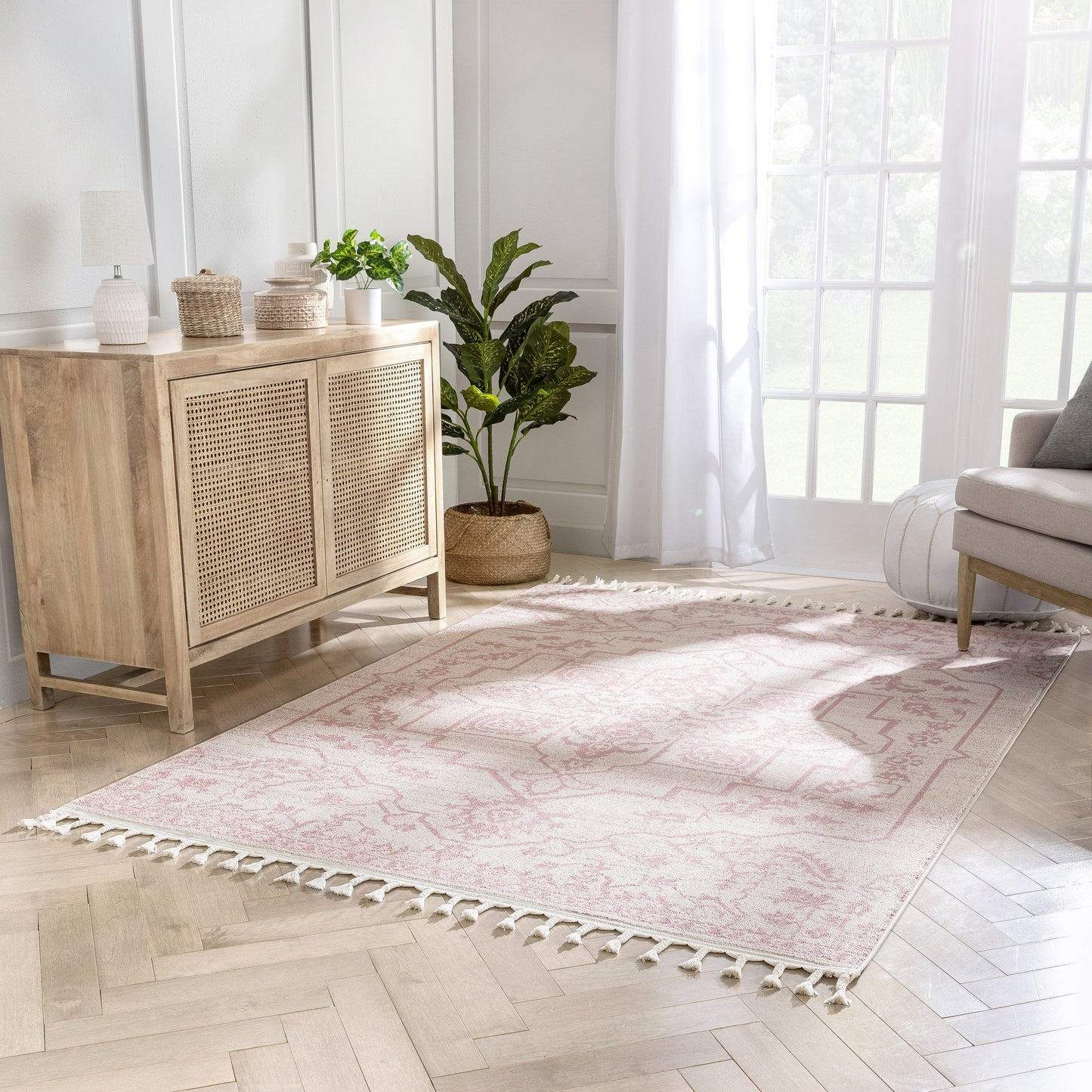 Valentina Oriental Medallion Pattern Blush Kilim-Style RugLDL-249